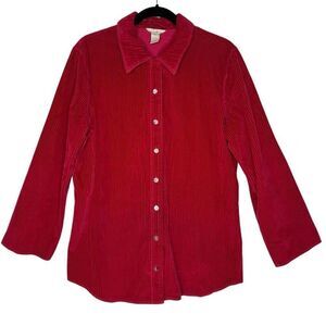 Vintage J. Jill Red Cotton Corduroy Shirt Jacket Size M‎